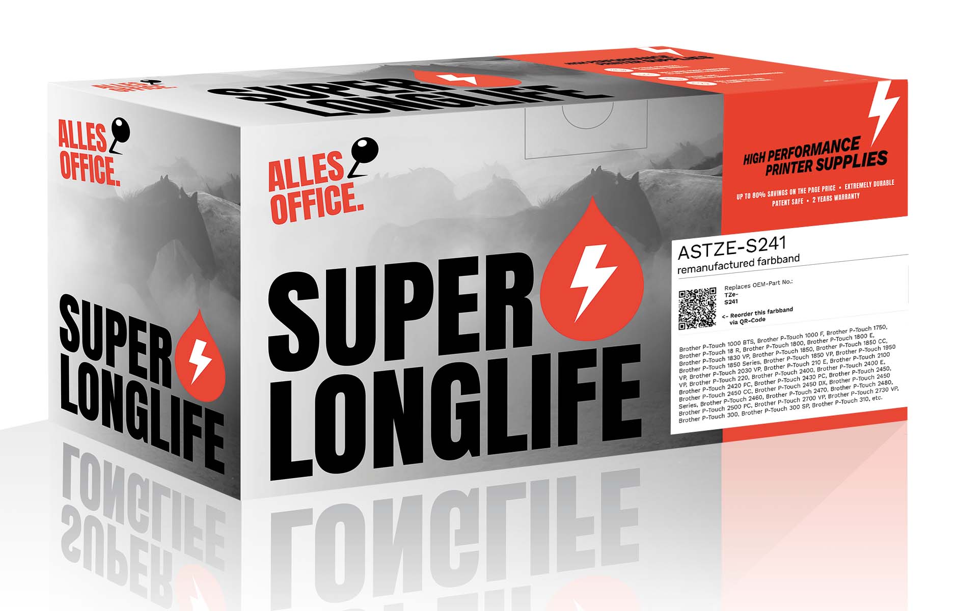 Superlonglife Brother TZe-S241 Farbband schwarz weiss