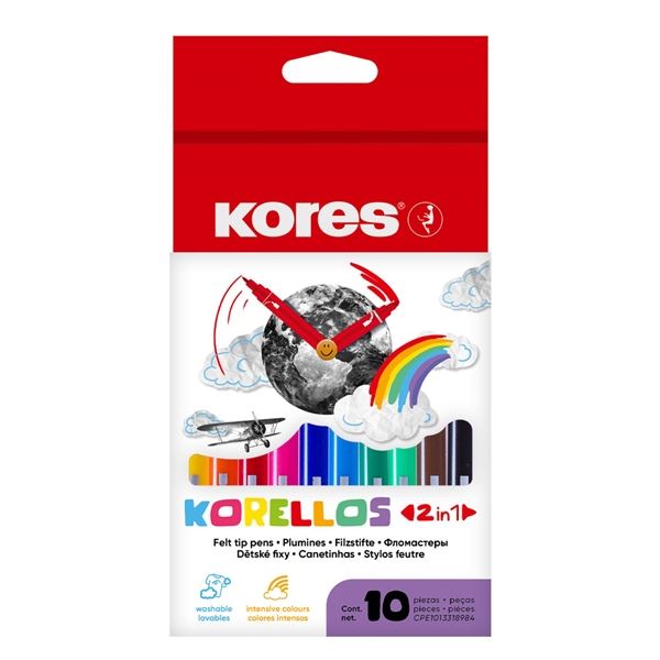 Kores KORELLO doppelseitige Marker, Satz mit 10 Farben