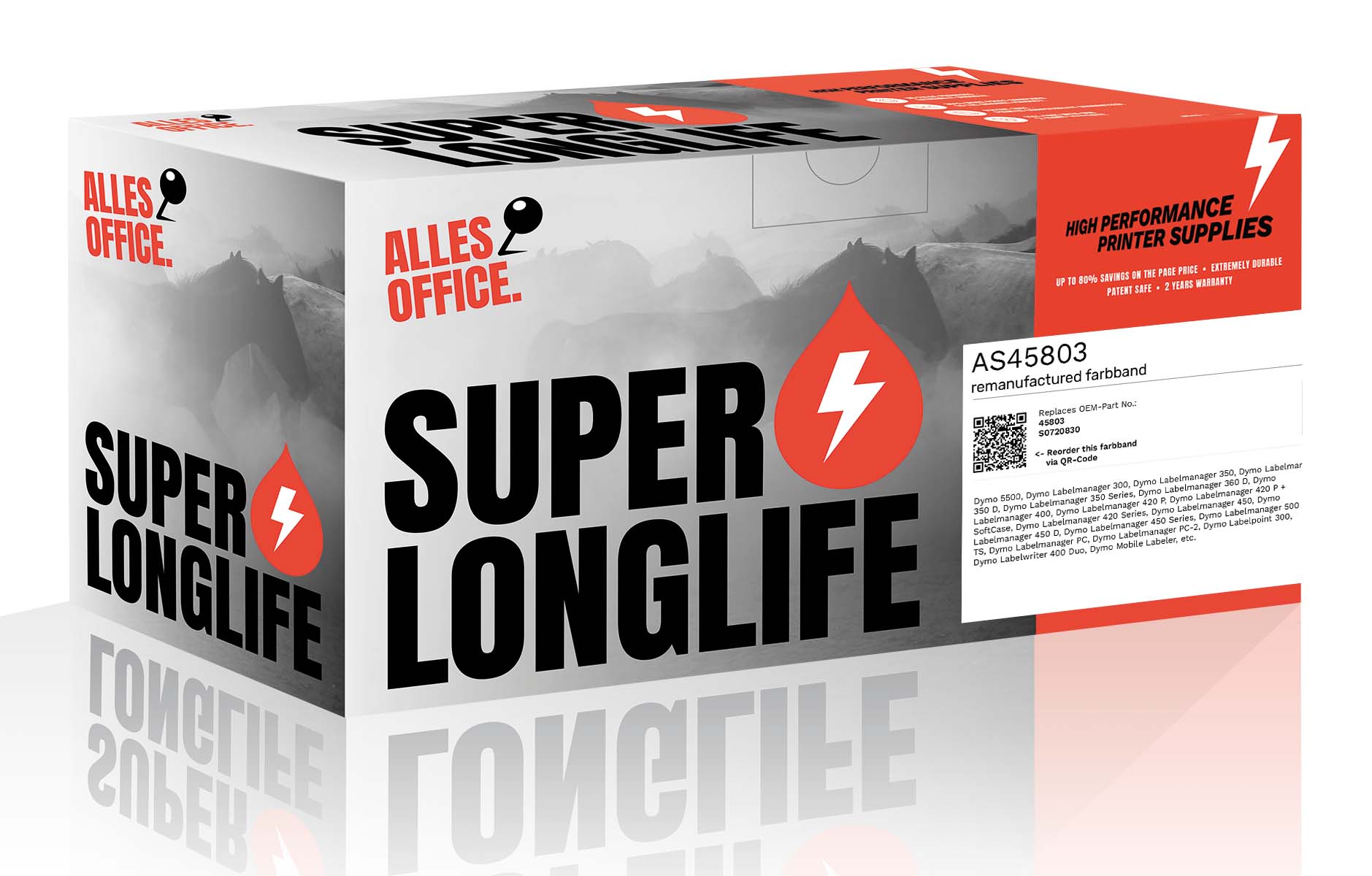 Superlonglife Dymo 45803 / S0720830 Farbband schwarz weiss