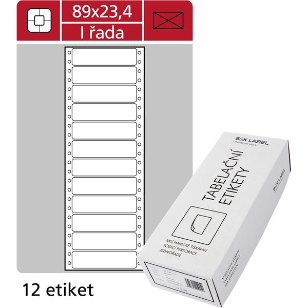 Tabellarische einzeilige Etiketten, 89 x 23,4 mm, 6000 Stück