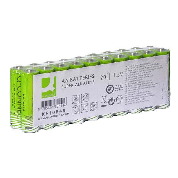 Alkalibatterien Q-Connect -1,5V,LR6,Typ AA,20 Stück