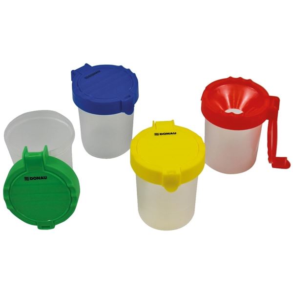 Wasserbecher mit Deckel Donau, Durchmesser 8 cm, bunt gemischt