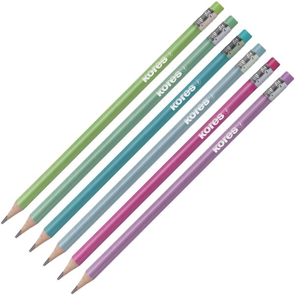 Graphitstift Kores Style, mit Gummi, HB, 6 Stück