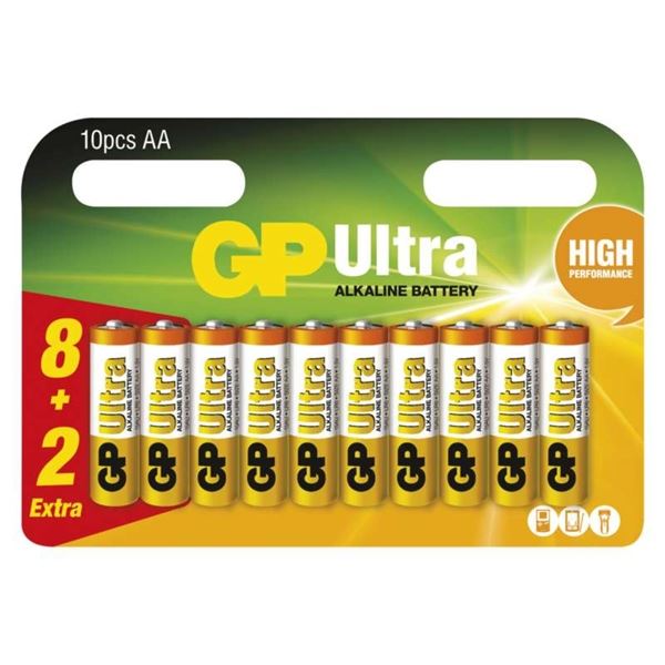 Alkalibatterien GP Ultra AA, LR6, 1,5V, 8+2 Stück