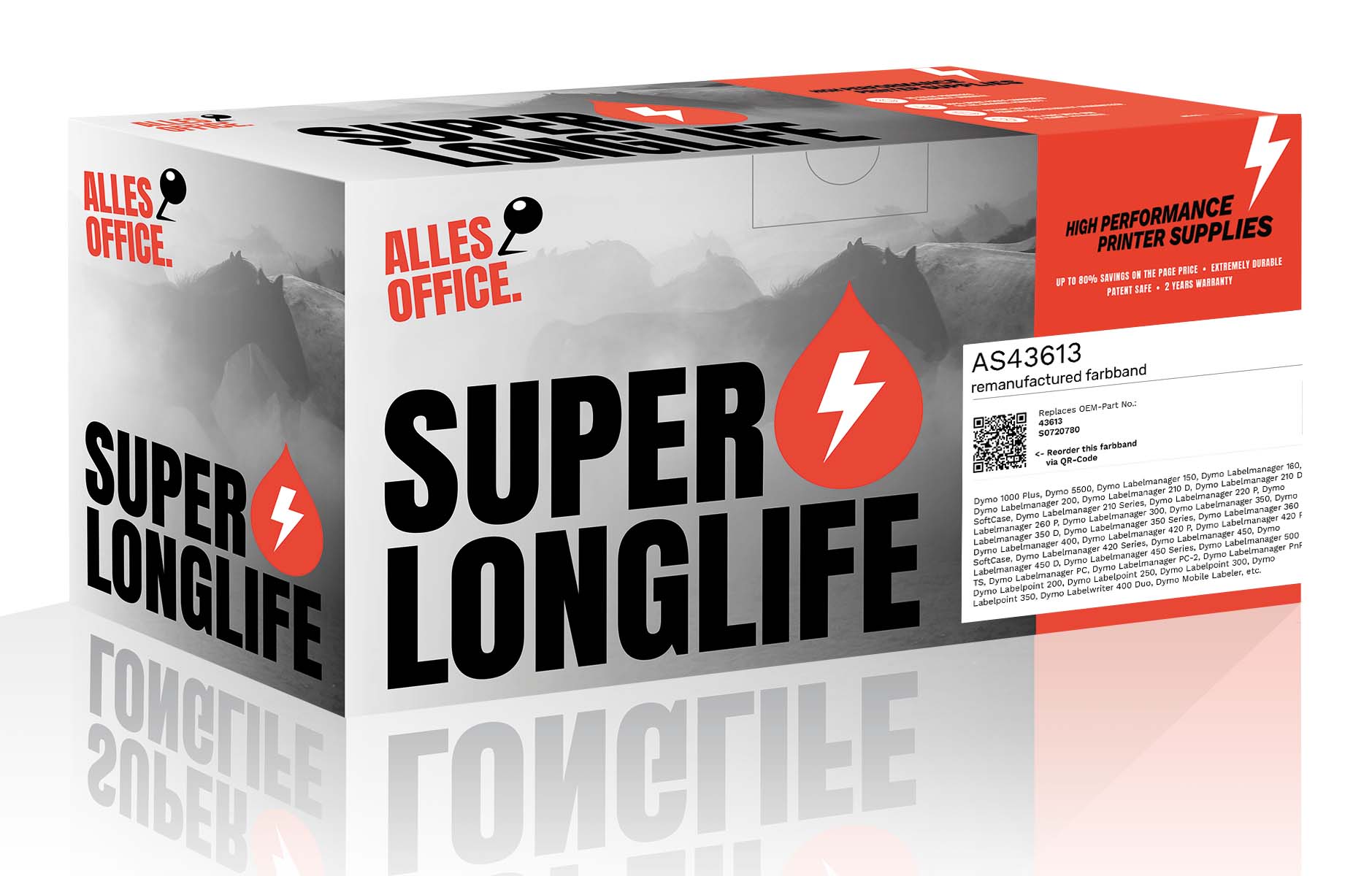 Superlonglife Dymo 43613 / S0720780 Farbband schwarz weiss