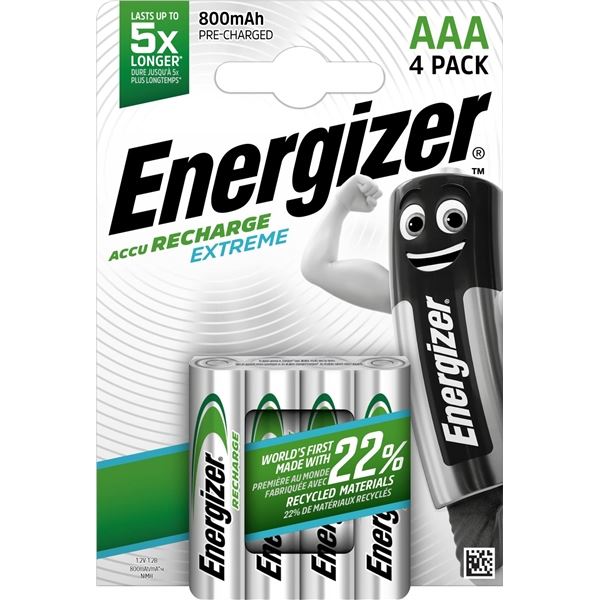 Wiederaufladbare Batterie Energizer Extreme-AAA, 800mAh, vorgeladen, 4 Stück