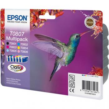 Epson Tintenpatrone gelb, cyan light, magenta light, magenta, schwarz, cyan (C13T08074010, T0807)
