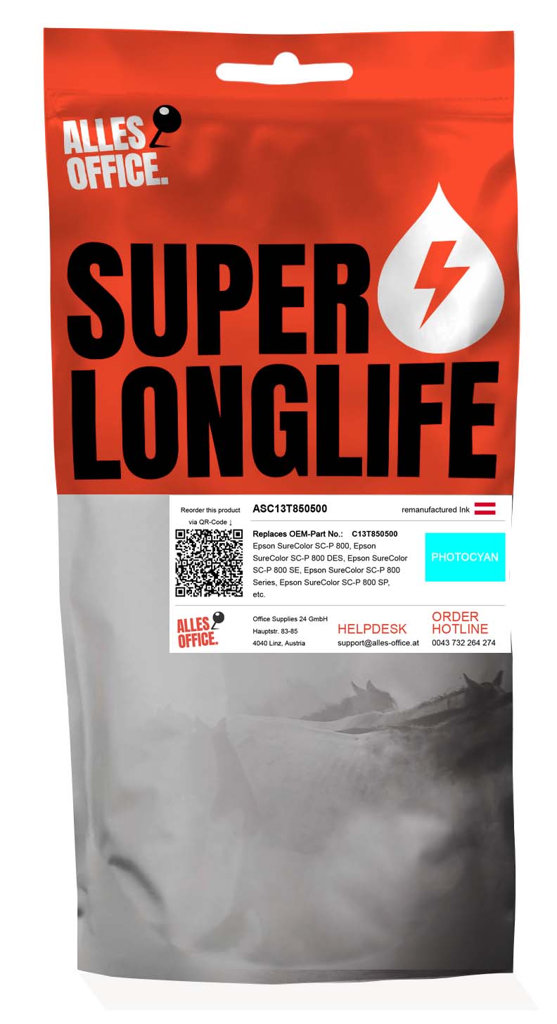 Superlonglife Epson C13T850500 / T8505 Tinte cyan foto