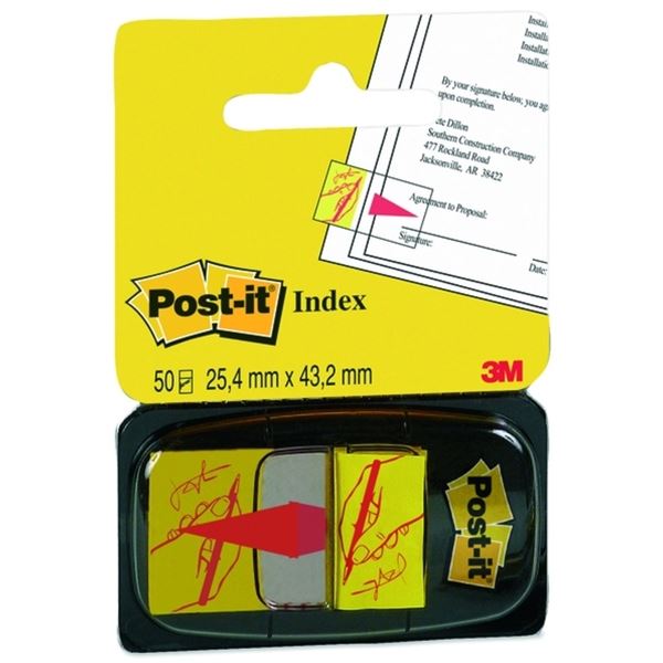 Post-it® selbstklebende Lesezeichen, gelb "Hand mit Stift", 50 Stück