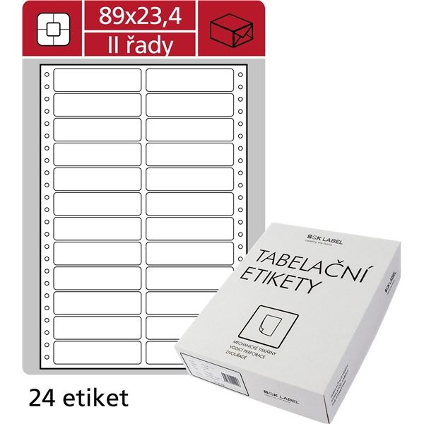 Zweireihige Etiketten, 89 x 23,4 mm, 12000 Stück