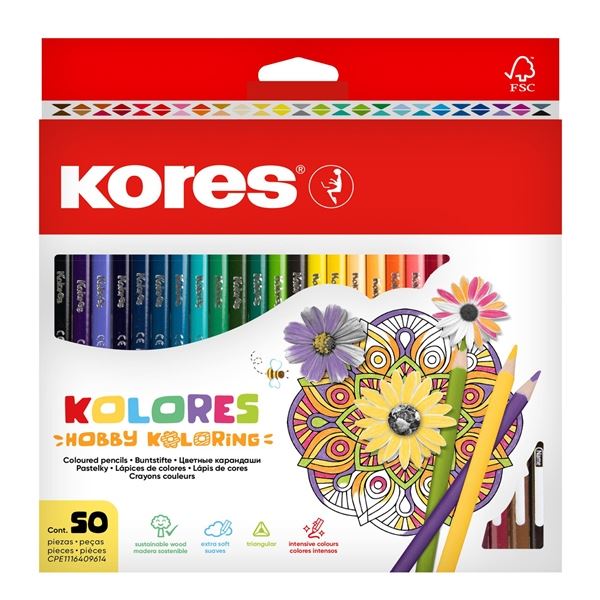 Kores Kolores Mandalas Buntstifte, dreieckig, 50 Farben