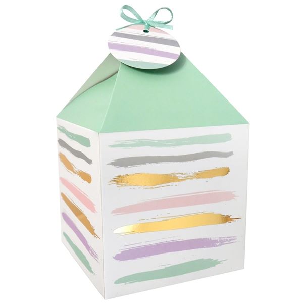 Geschenkschachteln - quadratisch, 11x11 cm, pastellfarben mit Gold, 4 Stk.