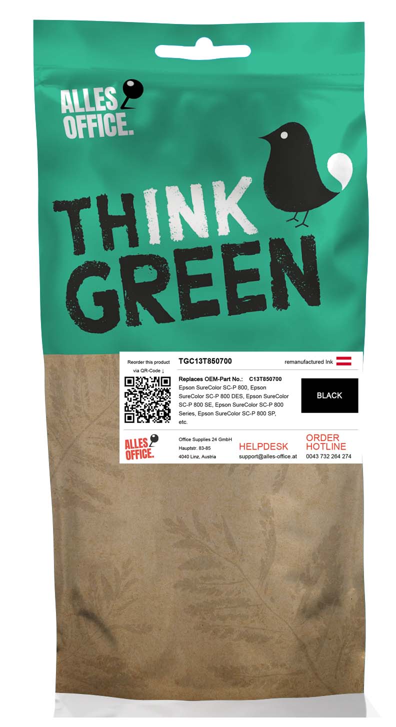 ThinkGreen Epson C13T850700 / T8507 Tinte schwarz