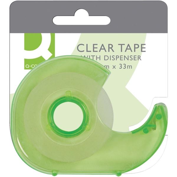 Klebeband mit Abroller Q-CONNECT KF27009, 19 mm x 33 m, Abroller im Farbsortiment