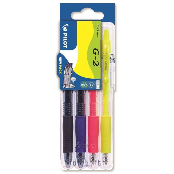 Gelroller Pilot G-2 07 Neon, set2go, 4 Farben