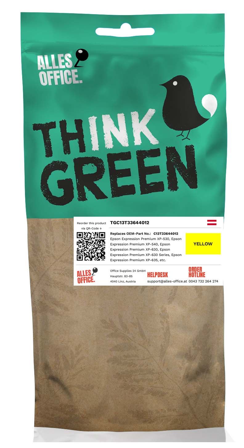 ThinkGreen Epson C13T33644012 / 33XL Tinte gelb