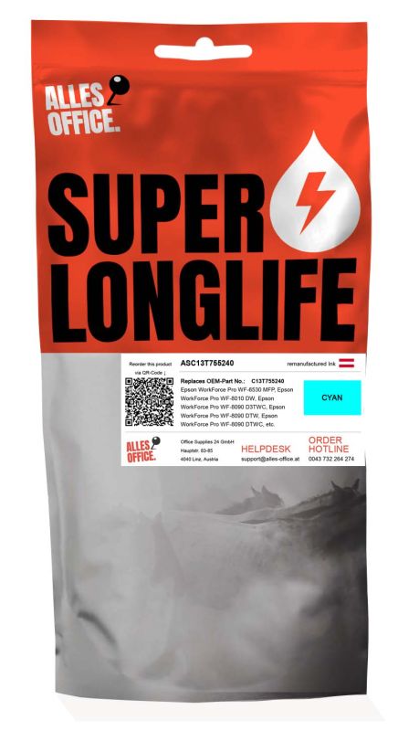 Superlonglife Epson C13T755240 / T7552 Tinte cyan