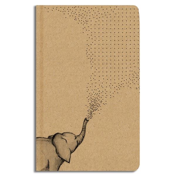 Gepunktetes Notizbuch A5, Kraft, Elefant