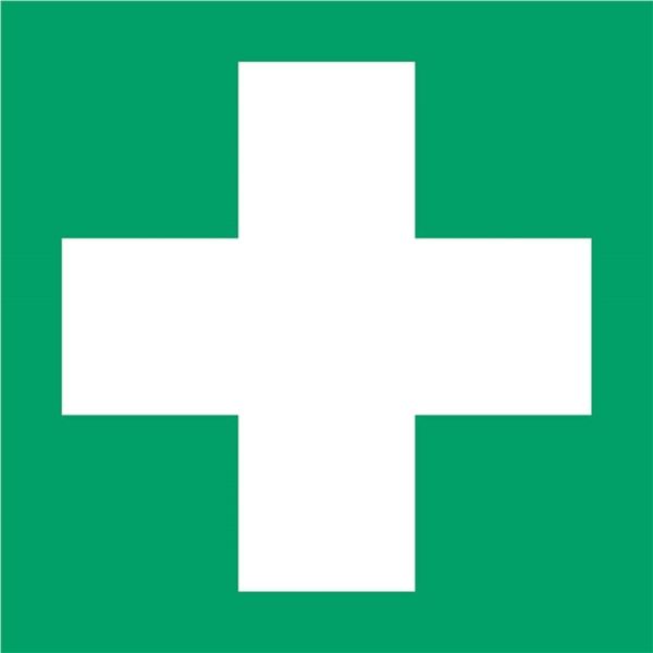 VERFÜGBAR AB 01/2016 Sicherheitsselbstklebeetikett "FIRST AID", 20 x 20 cm