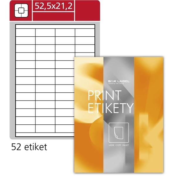 Ablösbare Etiketten, weiß, 52,5 x 21,2 mm, 5200 Stück