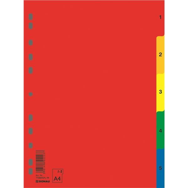 Donau Kunststoff-Trennblätter - A4, farbig, Satz 1-5