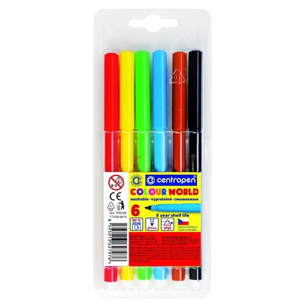 Marker Centropen ERGO RED 7550, abwaschbar, Satz mit 6 Farben