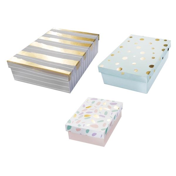 Geschenkboxen - Set, gemustert, 3 Stück