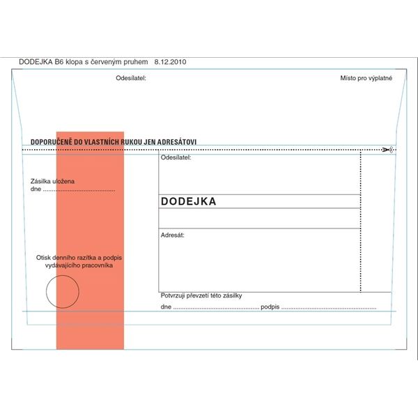 Lieferscheine B6 - rot gestreift, selbstklebend, 100 Stück