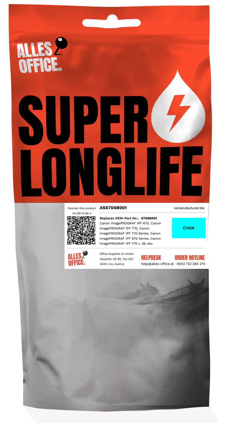 Superlonglife Canon 6706B001 / PFI-107C Tinte cyan