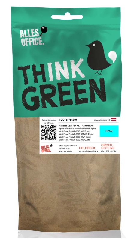 ThinkGreen Epson C13T756240 / T7562 Tinte cyan