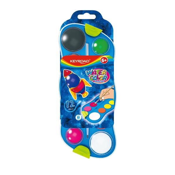 KEYROAD Wasserfarben mit Malpalette, 12 Farben