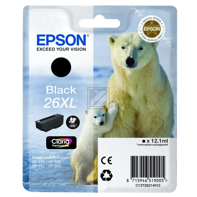 Original Epson C13T26214012 / 26XL Tinte schwarz