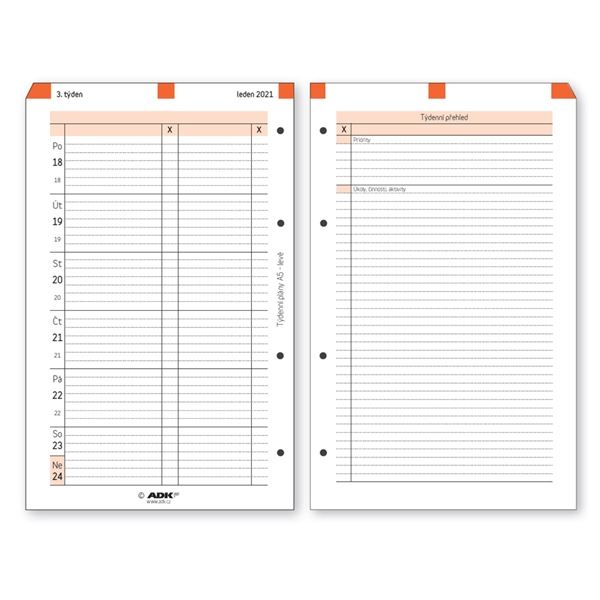 ADK Wochenplaner, A5, links